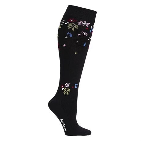 Product Image for SupCare Stödstrumpor Bred Eko Bomull Flower Shower Svart